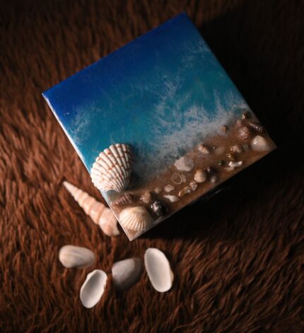 Ocean Keepsake – Coastal Resin Wooden Box