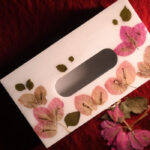 Bougainvillea Bliss Tissue Box– White Resin Coated Wooden